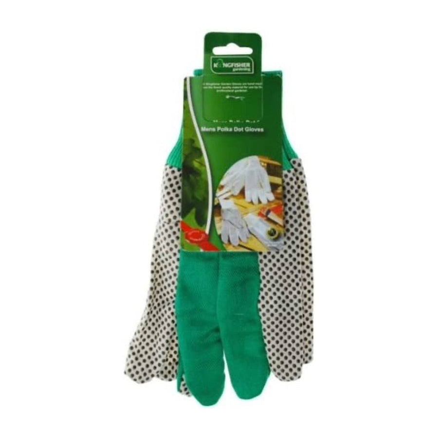 Kingfisher Green/Dot Mens Cotton Gloves - LGC